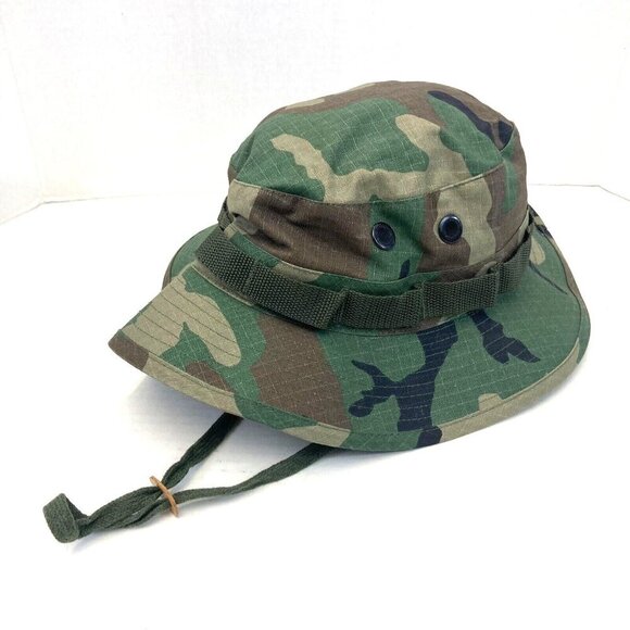 Military Hot Weather Sun Hat Size 7.5 Type II MIL Type J-44320 Green Camo 7 1/2 - Picture 1 of 9
